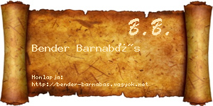 Bender Barnabás névjegykártya